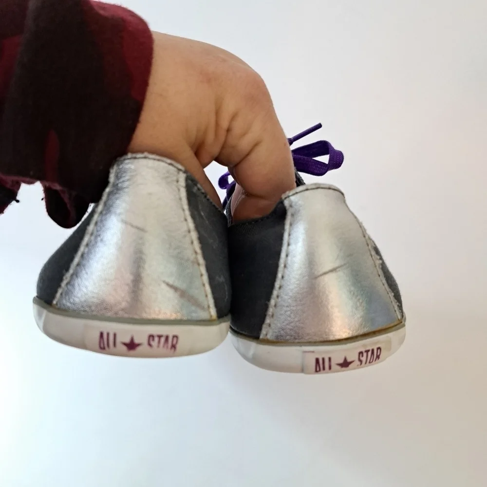 Converse Dainty Low Profile‎ All Star Sneakers Purple Silver Gray - Picture 4 of 8